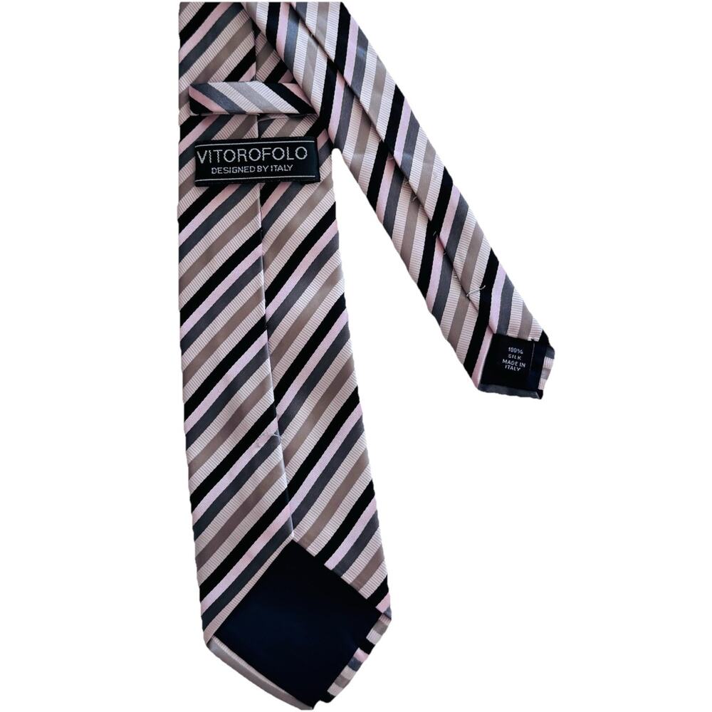 Vitorofolo Mens Purple Repp Diagonal Striped Tie 100% Silk 3.5 x 58 EUC Italy